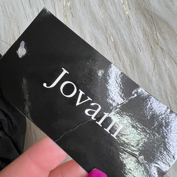 Jovani Womens Sheath Dress Black Ruched Drape Neck Racerback Embellished 6 New - Picture 8 of 9